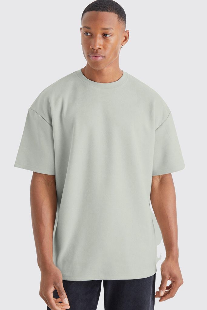 Men's Oversized Faux Suede Heavyweight T-Shirt - Green - S, Green