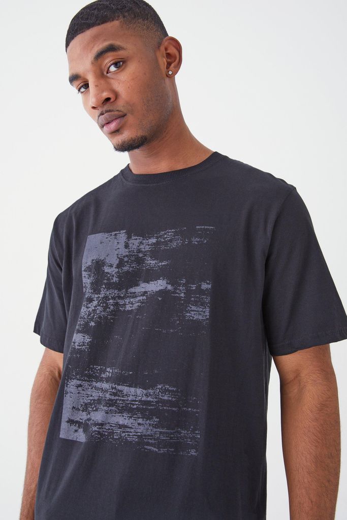 Men's Tall Oversized Abstract Chest Print T-Shirt - Black - S, Black