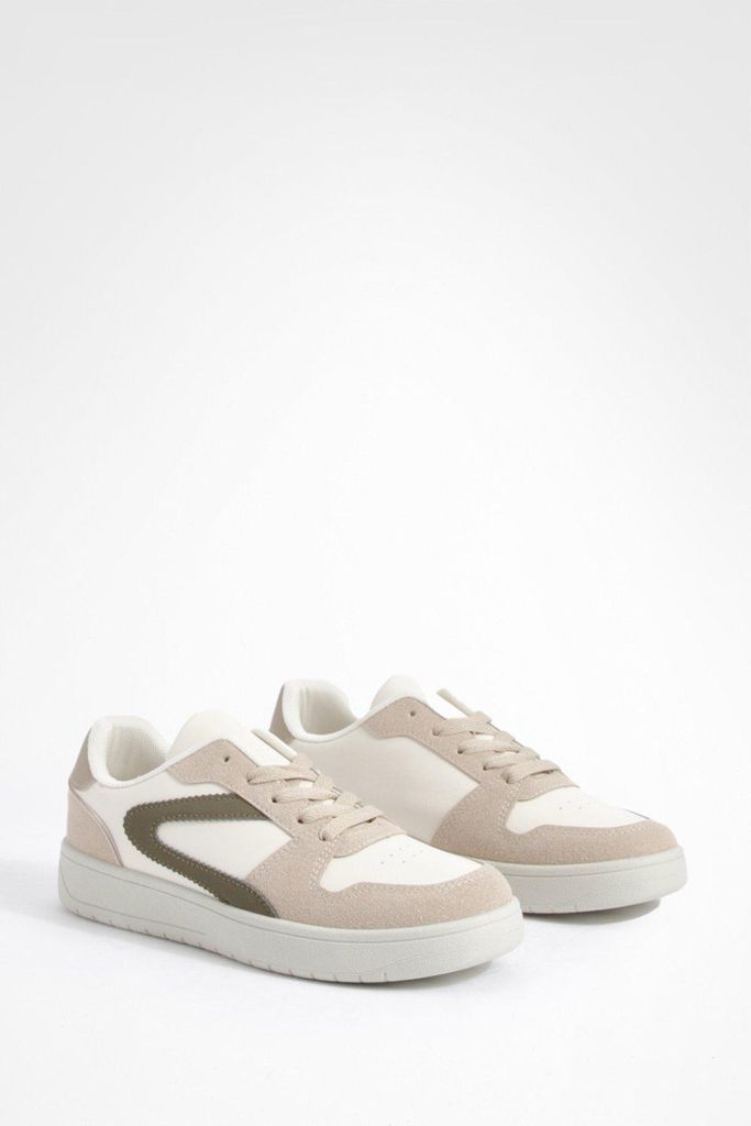 Womens Chunky Contrast Panel Trainers - Beige - 3, Beige