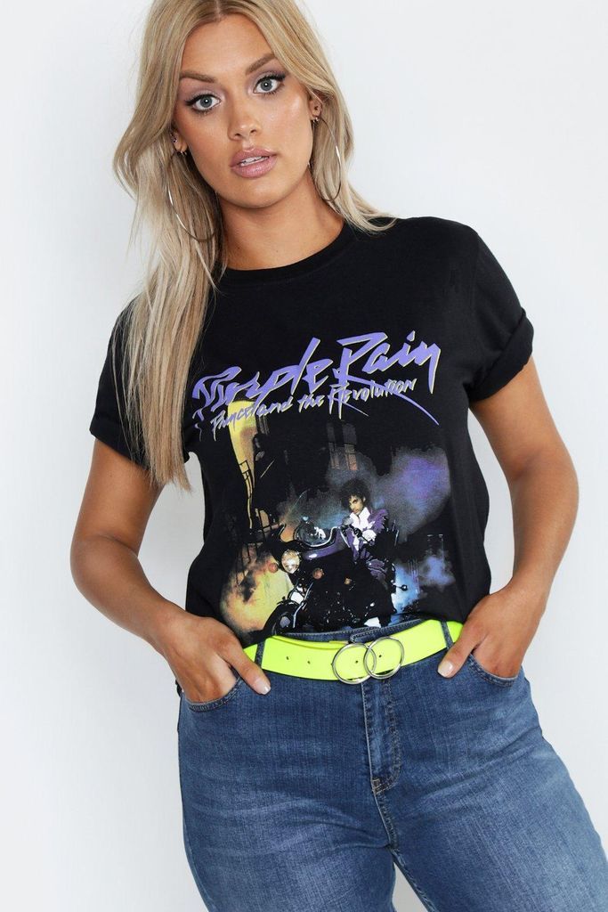 Womens Plus Prince Purple Rain License T-Shirt - Black - 26, Black