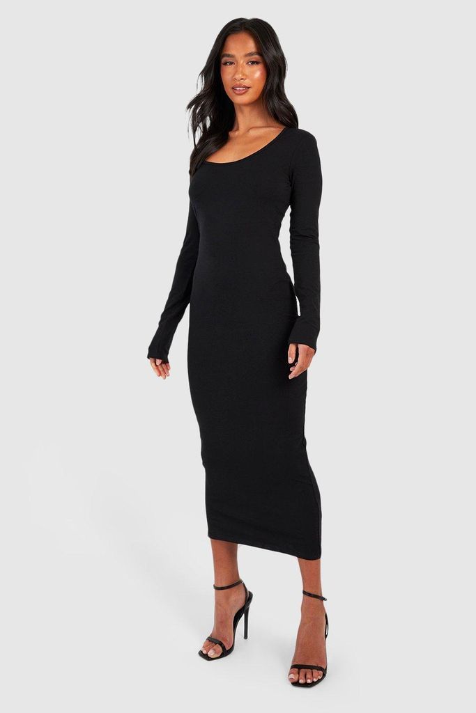 Womens Petite Premium Super Soft Scoop Neck Midaxi Dress - Black - 12, Black