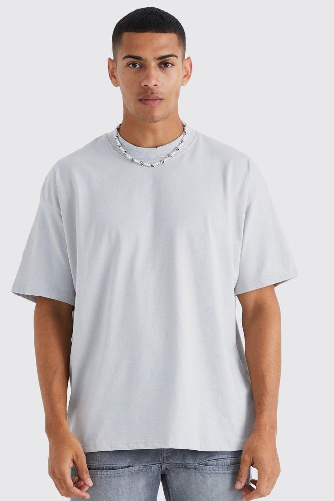 Men's Oversized Extended Neck Heavyweight T-Shirt - White - S, White