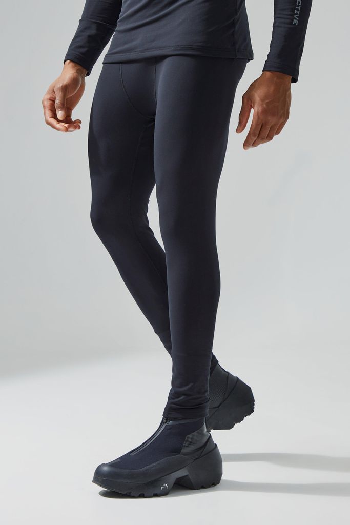 Men's Man Active Fleece Lined Base Layer Legging - Black - S, Black