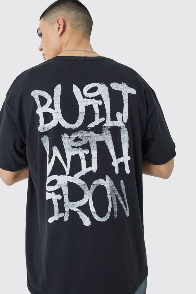 Men's Man Active Oversized Built With Iron T-Shirt - Black - S, Black
