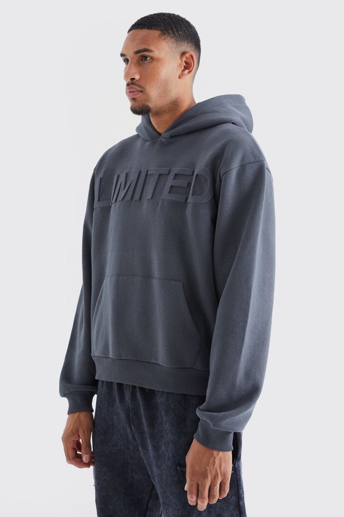 Men's Tall Oversized Boxy Limited Embossed Hoodie - Grey - S, Grey