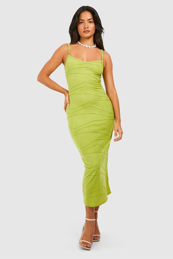 Womens Seam Detail Strappy Midi Dress - Green - 14, Green