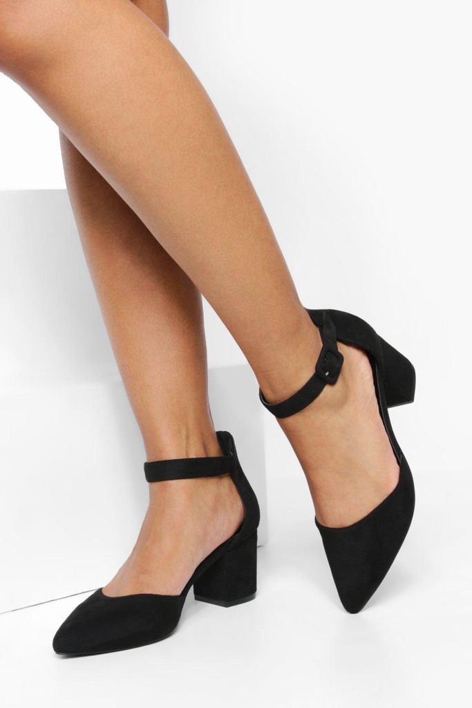 Womens Low Block Pointed Heels - Black - 5, Black