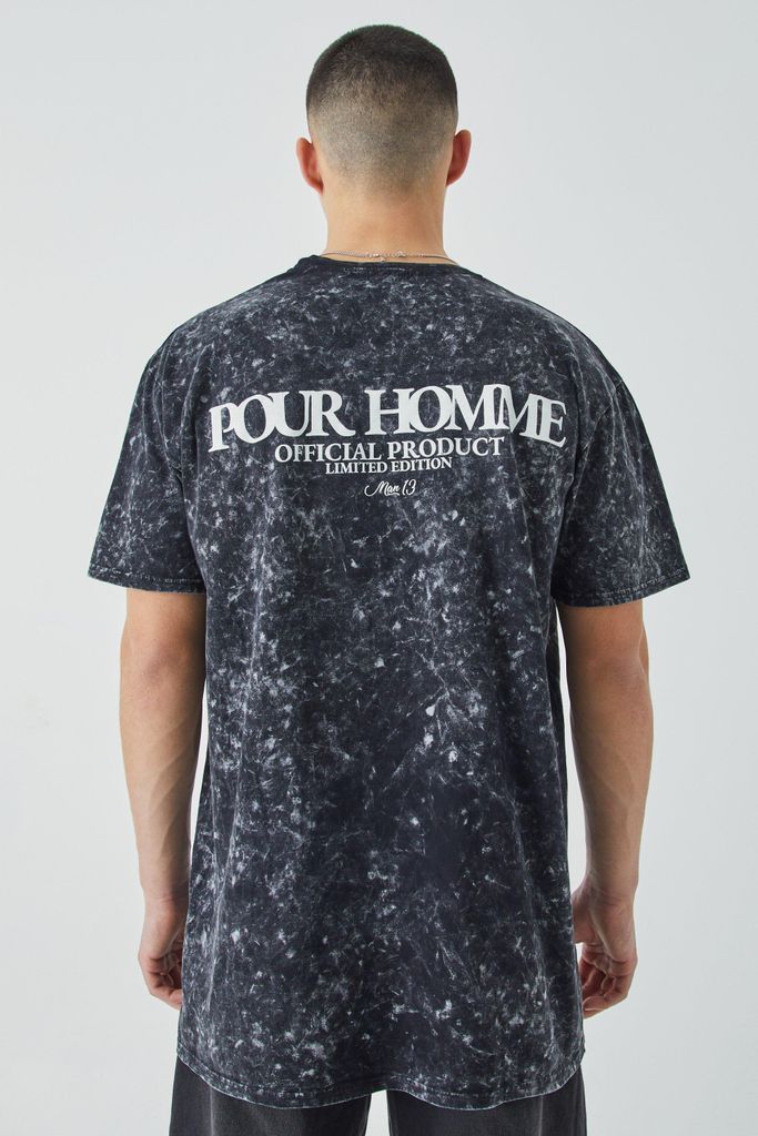 Men's Oversized Acid Wash Graphic T-Shirt - Black - S, Black