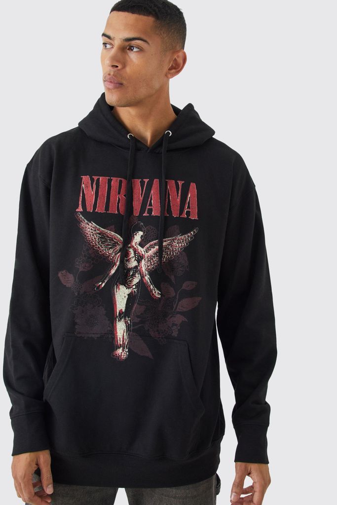 Men's Oversized Nirvana License Hoodie - Black - S, Black