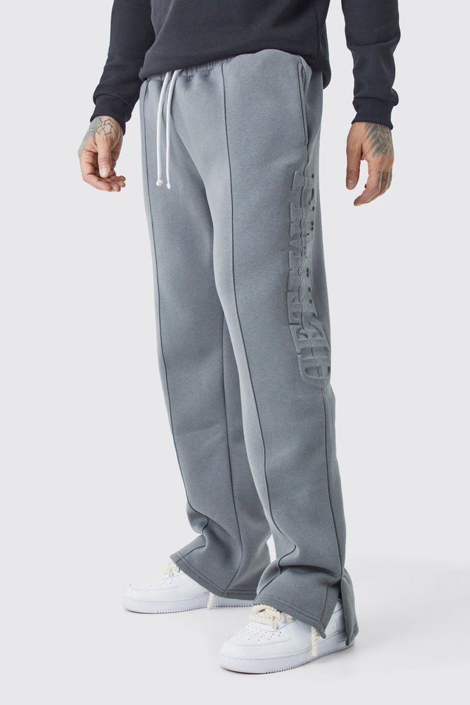 Men's Tall Relaxed Fit Split Hem Limited Embossed Jogger - Grey - S, Grey