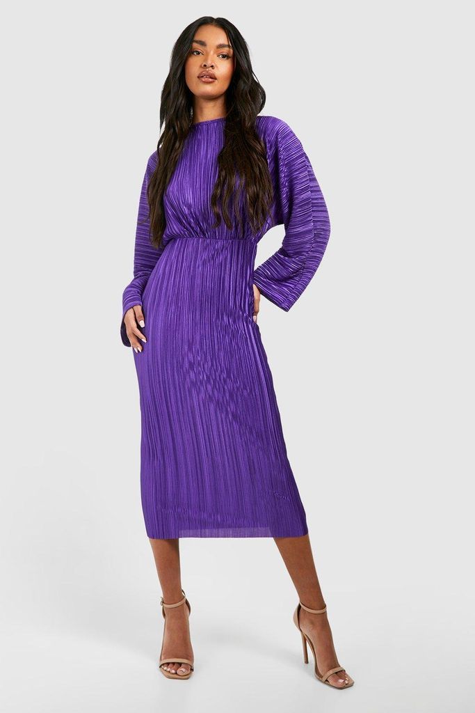 Womens Plisse Batwing Midaxi Dress - Purple - 8, Purple