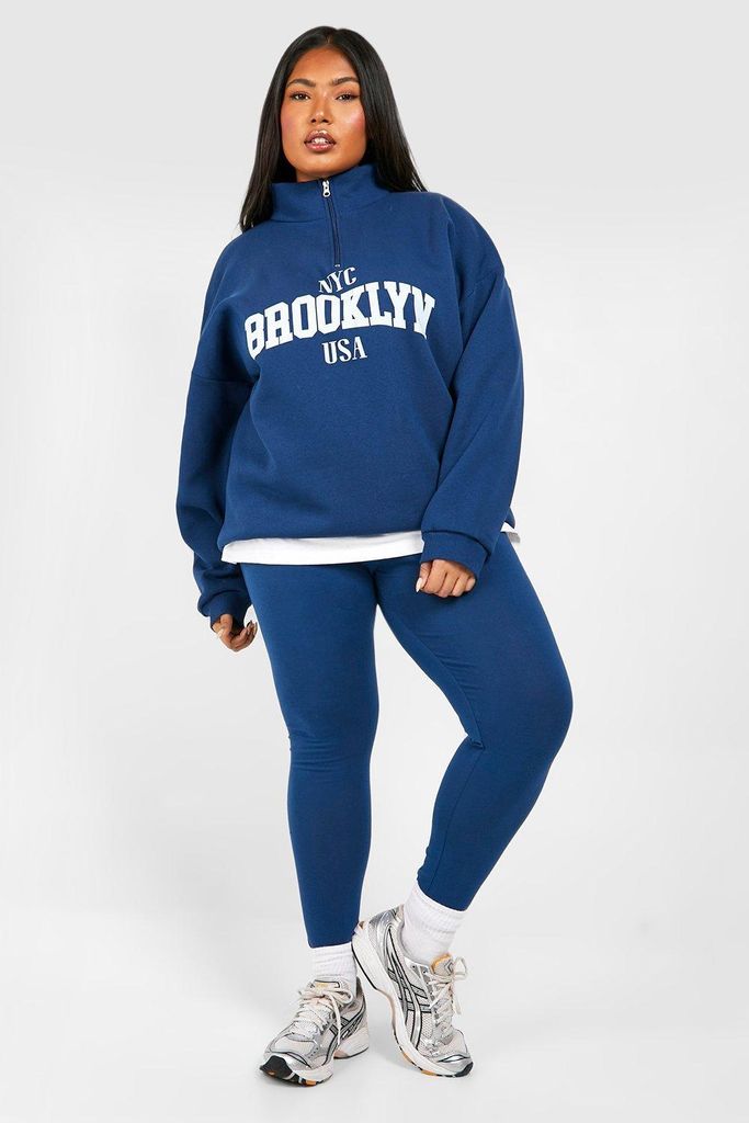 Womens Plus Brooklyn Half Zip And Legging Set - Blue - 16, Blue