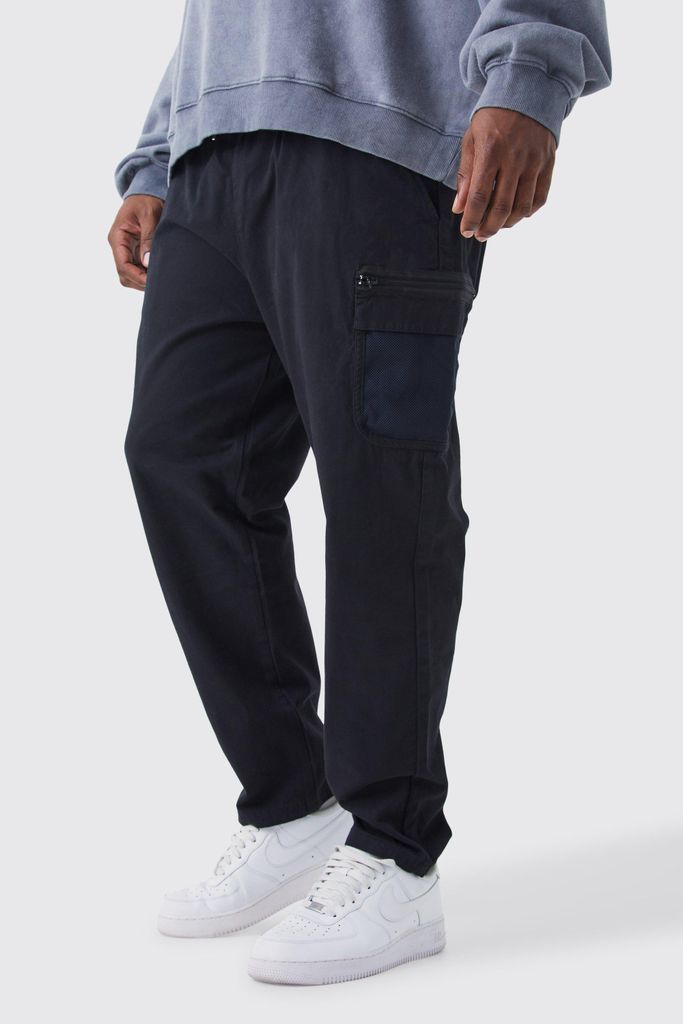 Men's Plus Elastic Comfort Mesh Pocket Cargo Trouser - Black - Xxxl, Black
