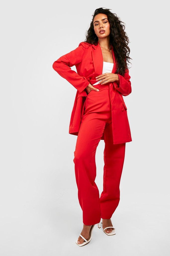 Womens Straight Leg Tailored Trousers - 10, Red