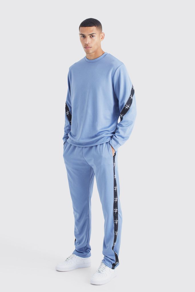 Men's Tricot Tape Side Sweatshirt Tracksuit - Blue - S, Blue