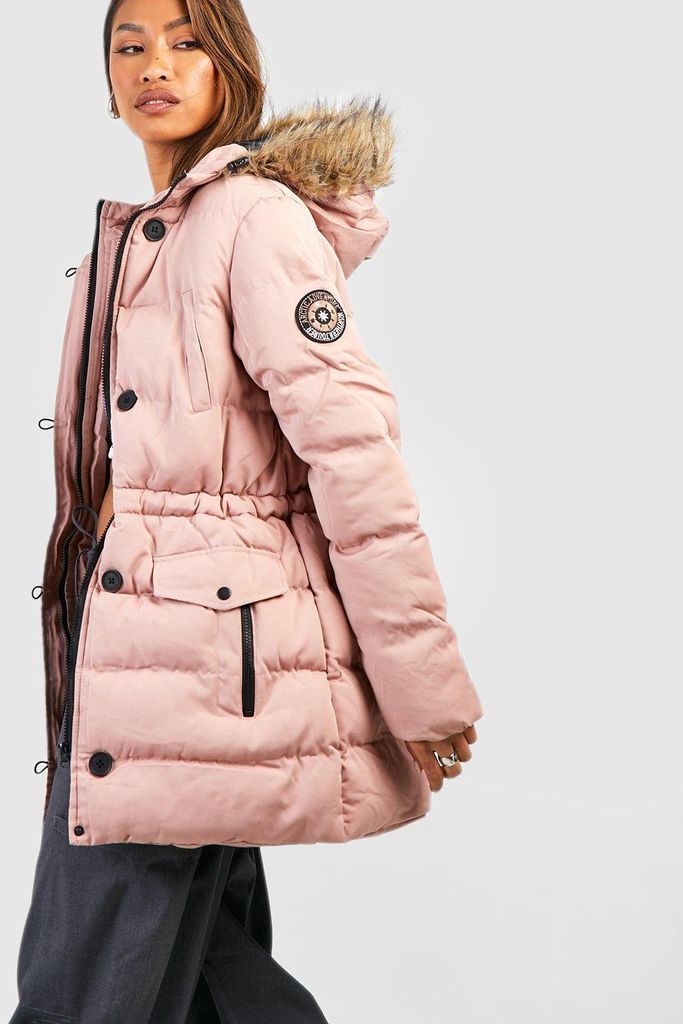 Womens Luxe Mountaineering Parka Coat - Pink - 10, Pink