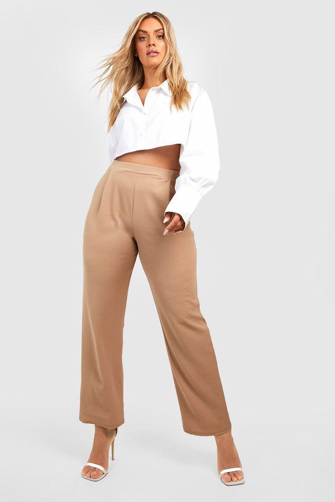Womens Plus Basic Jersey Tailored Trousers - Beige - 28, Beige