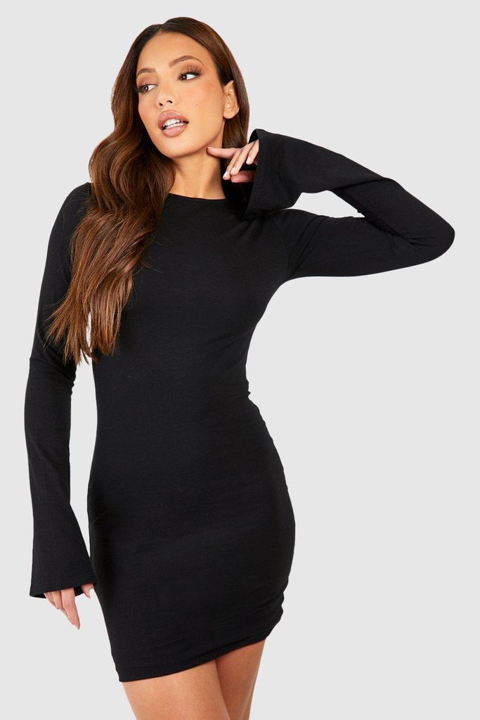 Womens Tall Premium Super Soft Flare Cuff Mini Dress - Black - 14, Black