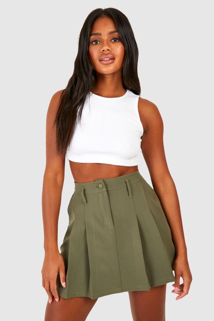 Womens Pleat Detail Micro Mini Skirt - Green - 6, Green