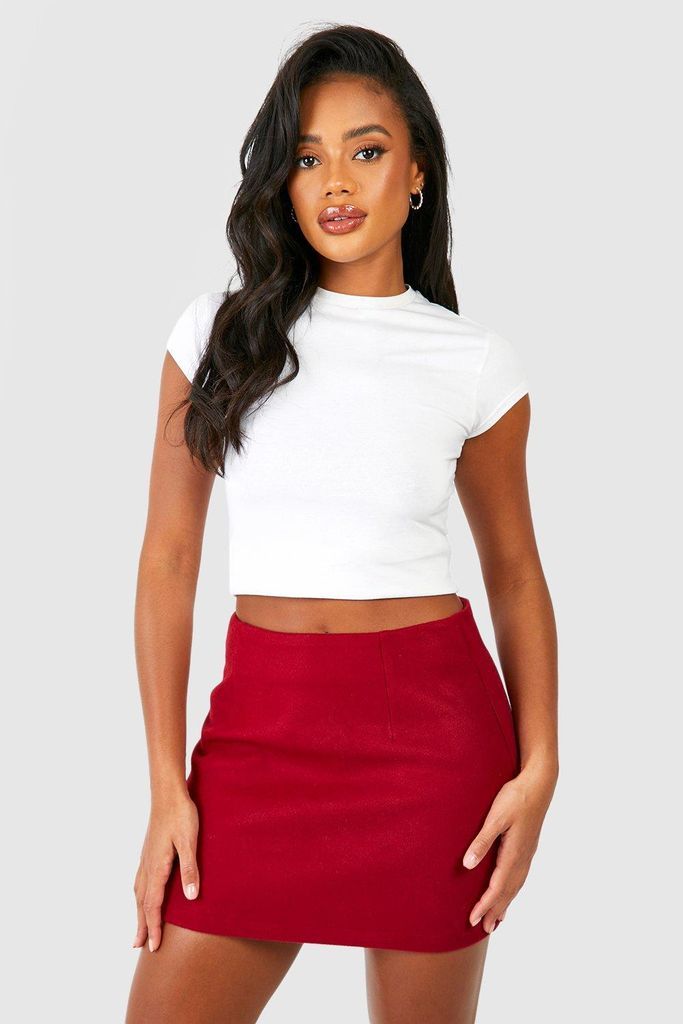 Womens Marl Pelmet Mini Skirt - Red - 6, Red