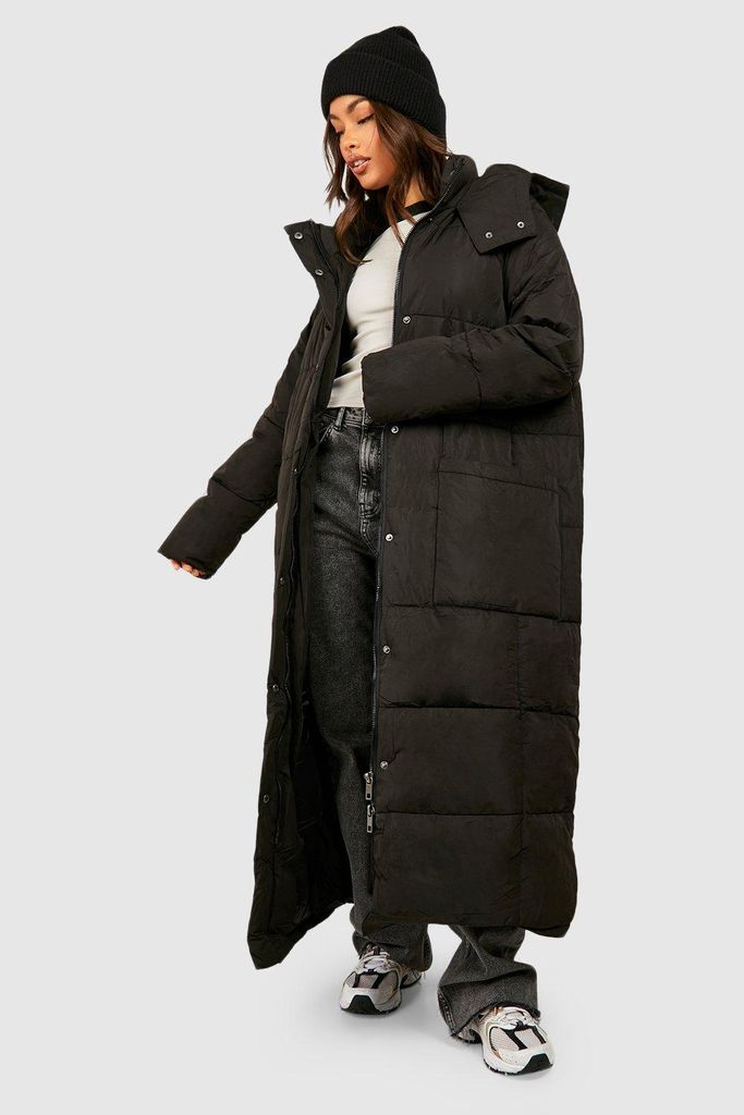 Womens Oversized Maxi Puffer Coat - Black - S, Black
