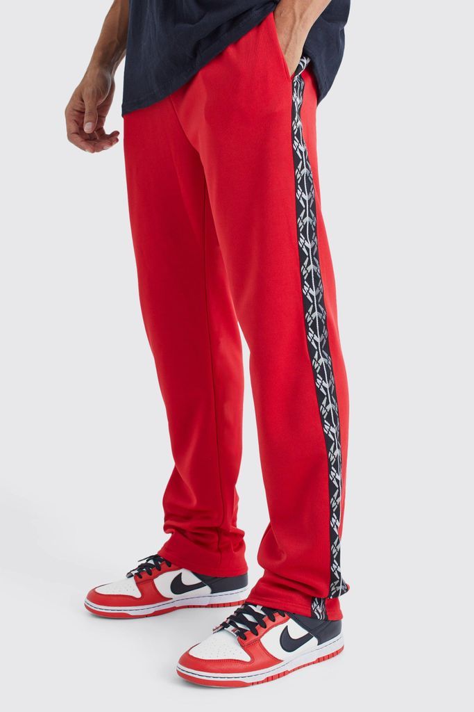 Men's Regular Fit Tape Side Tricot Jogger - Red - S, Red
