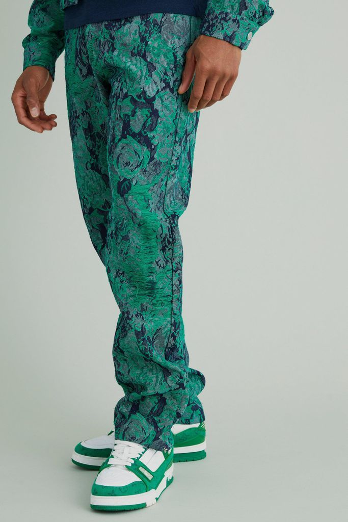 Men's Straight Rigid Split Hem Tapestry Jeans - Green - 28R, Green