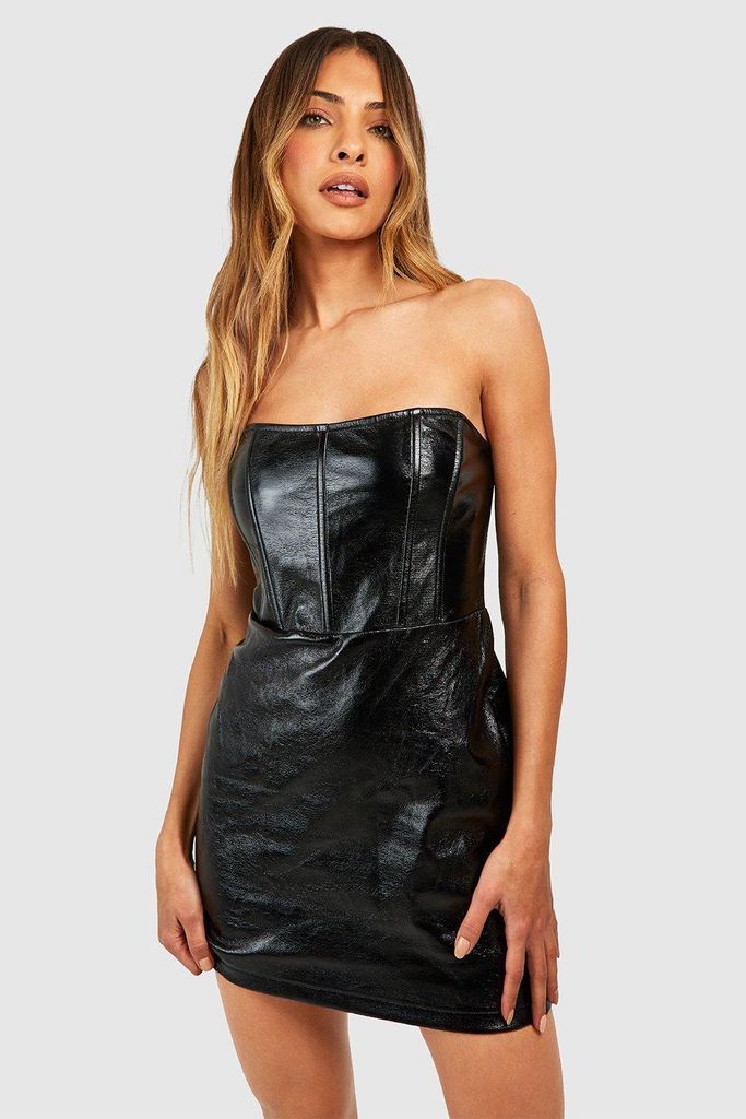 Womens Metallic Corset Mini Dress - Black - 14, Black