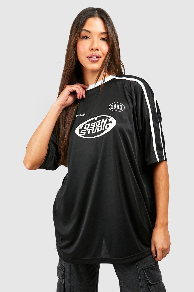 Womens Dsgn Studio Slogan Oversized Football T-Shirt - Black - S, Black