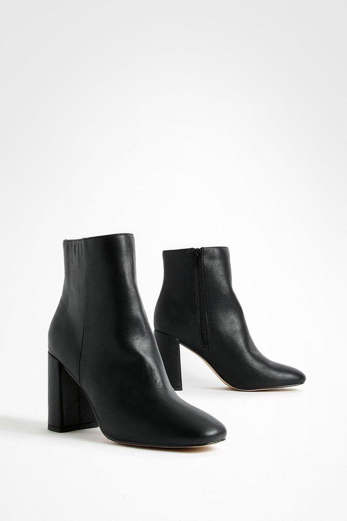 Womens Round Toe Block Heel Ankle Boots - Black - 7, Black