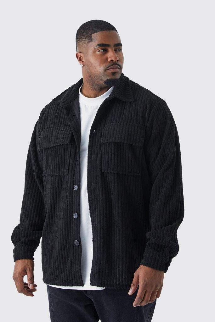 Men's Plus Chenille Rib Overshirt - Black - Xxxl, Black