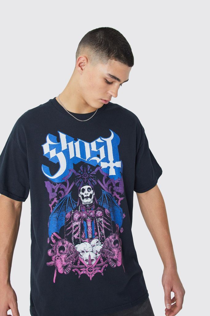 Men's Oversized Ghost Band License T-Shirt - Black - S, Black