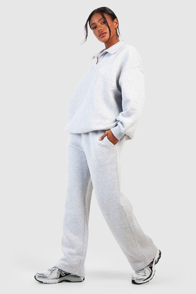 Womens Collard Sweatshirt And Straight Leg Jogger Tracksuit - Grey - S, Grey
