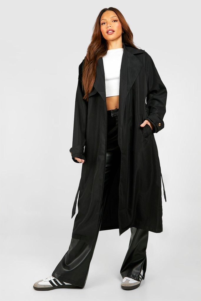 Womens Tall Woven Oversized Trench Coat - Black - 8, Black