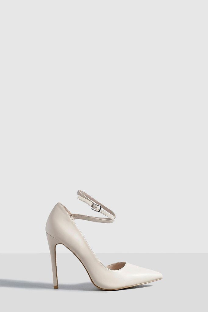 Womens Crossover Strap Stiletto Court Shoes - Beige - 6, Beige
