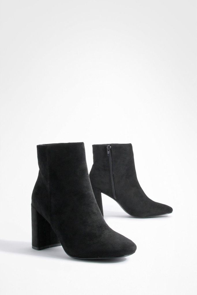 Womens Round Toe Block Heel Ankle Boots - Black - 6, Black