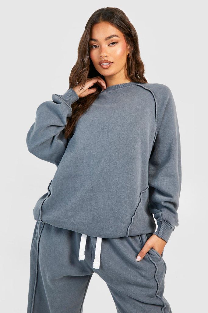 Womens Washed Seam Detail Oversized Sweatshirt - Grey - Xs, Grey