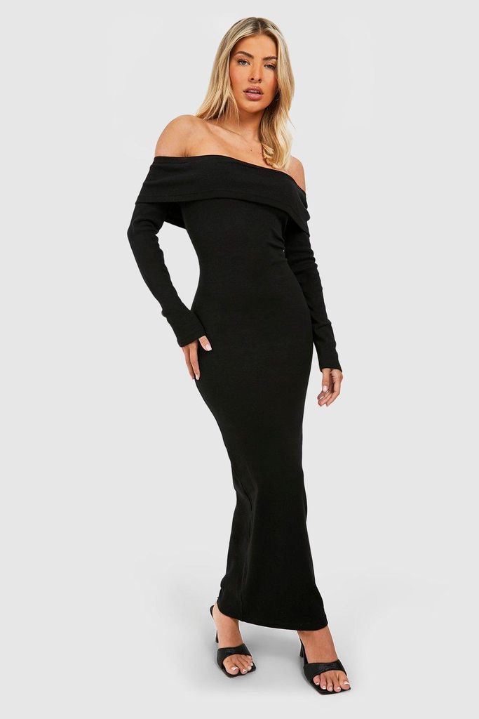 Womens Basic Bardot Maxi Dress - Black - 18, Black