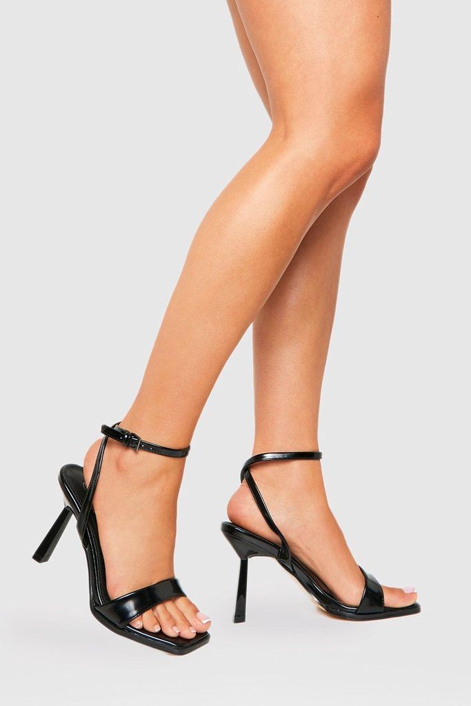 Womens Wide Fit Square Toe Barely There Heels - Black - 8, Black