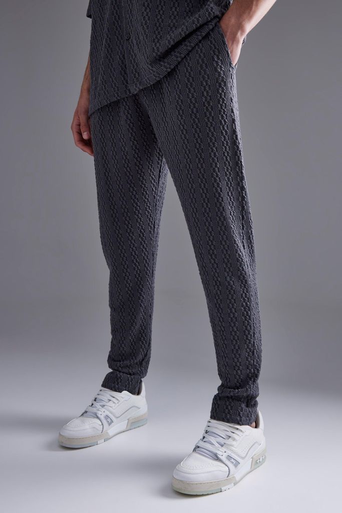 Men's Slim Tapered Textured Jersey Jogger - Grey - S, Grey