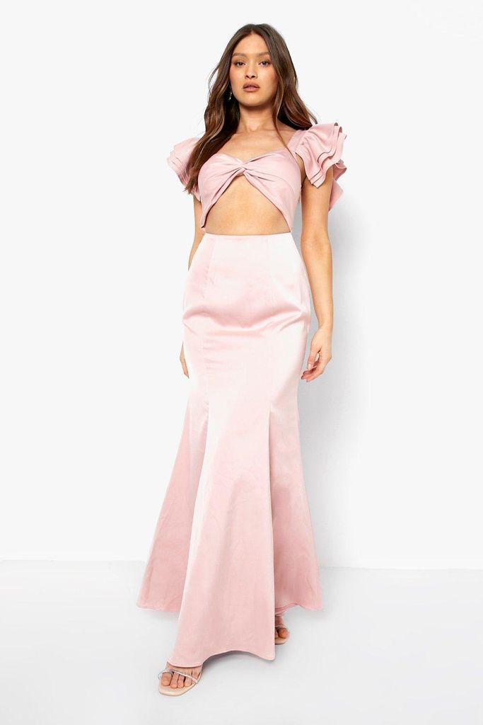 Womens Twist Front Fishtail Detail Dress - Pink - 12, Pink