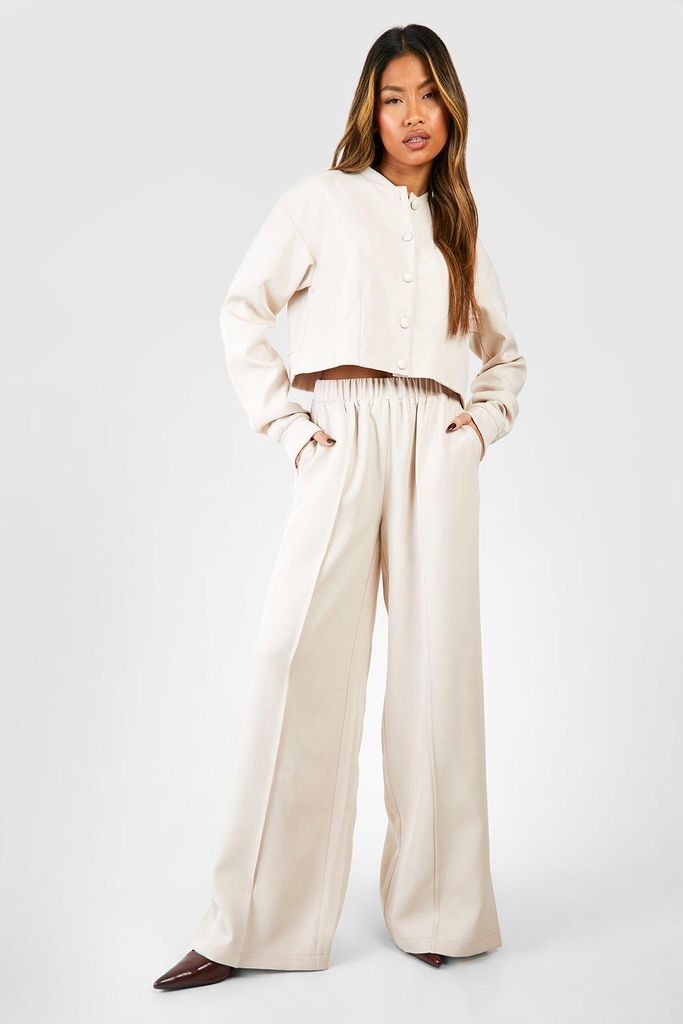 Womens Tailored Seam Front Slouchy Wide Leg Trousers - Cream - 6, Cream