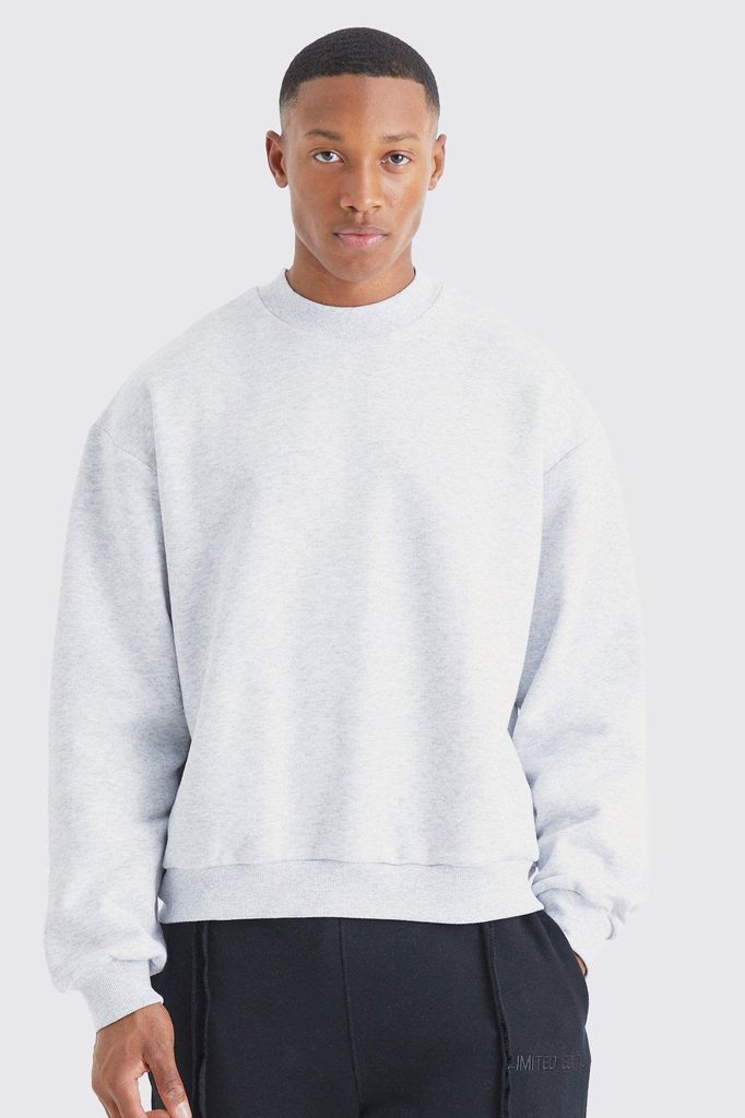 Men's Boxy Extended Neck Marl Sweatshirt - Grey - S, Grey