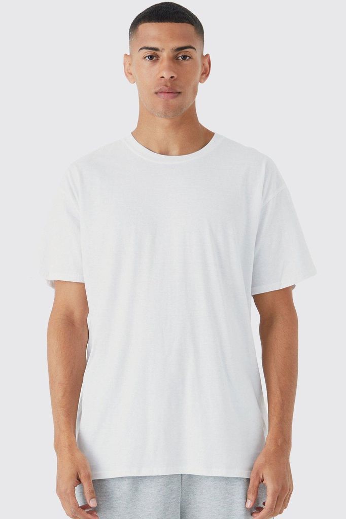 Men's Oversized Crew Neck T-Shirt - White - S, White