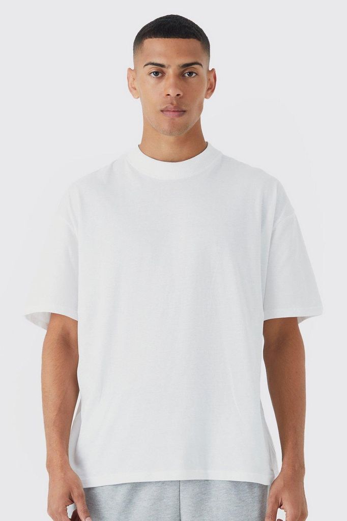 Men's Oversized Extended Neck T-Shirt - White - S, White