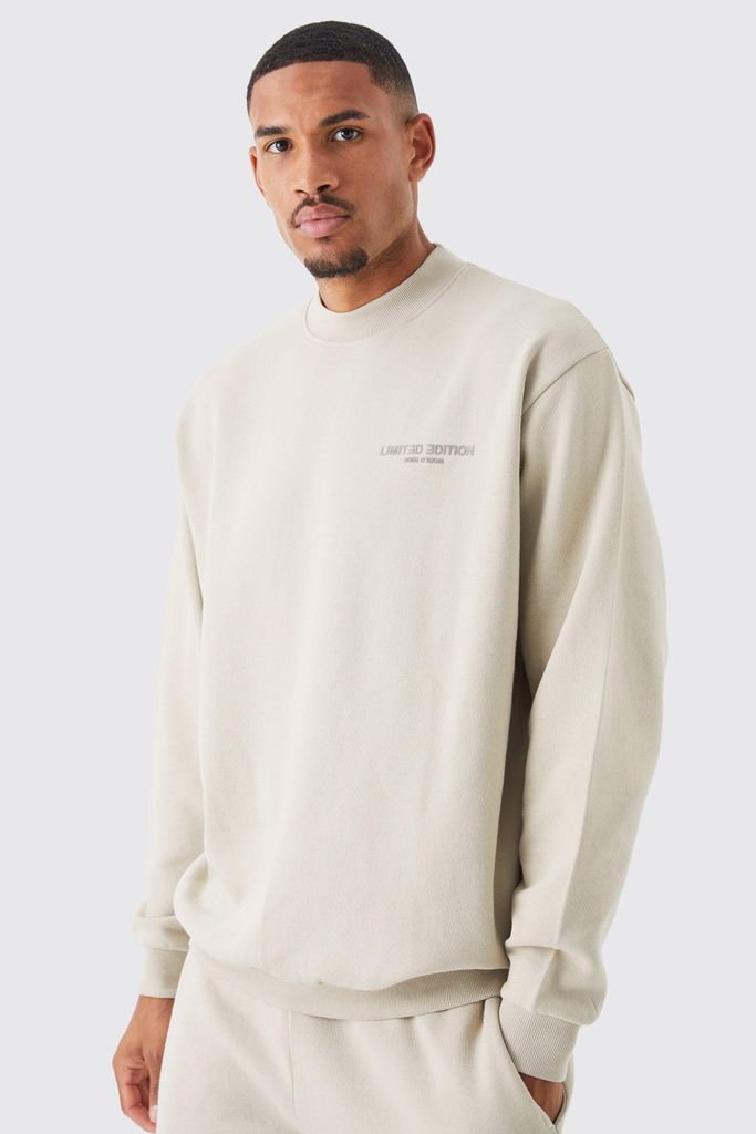 Men's Tall Oversized Extended Neck Limited Sweatshirt - Beige - S, Beige
