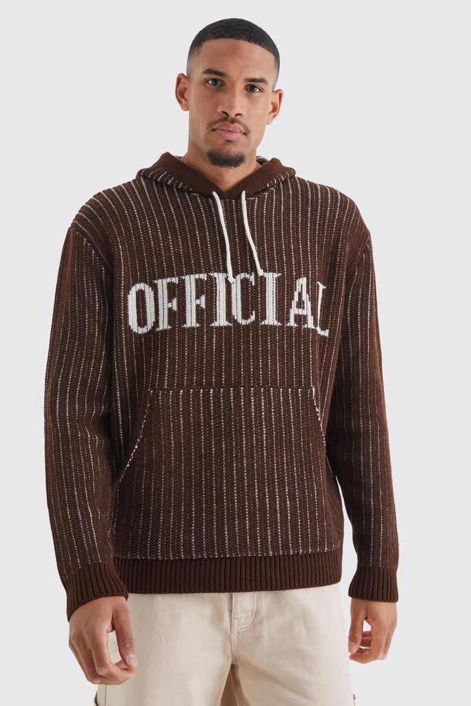 Men's Tall Oversized Ribbed Knit Hoodie - Brown - S, Brown