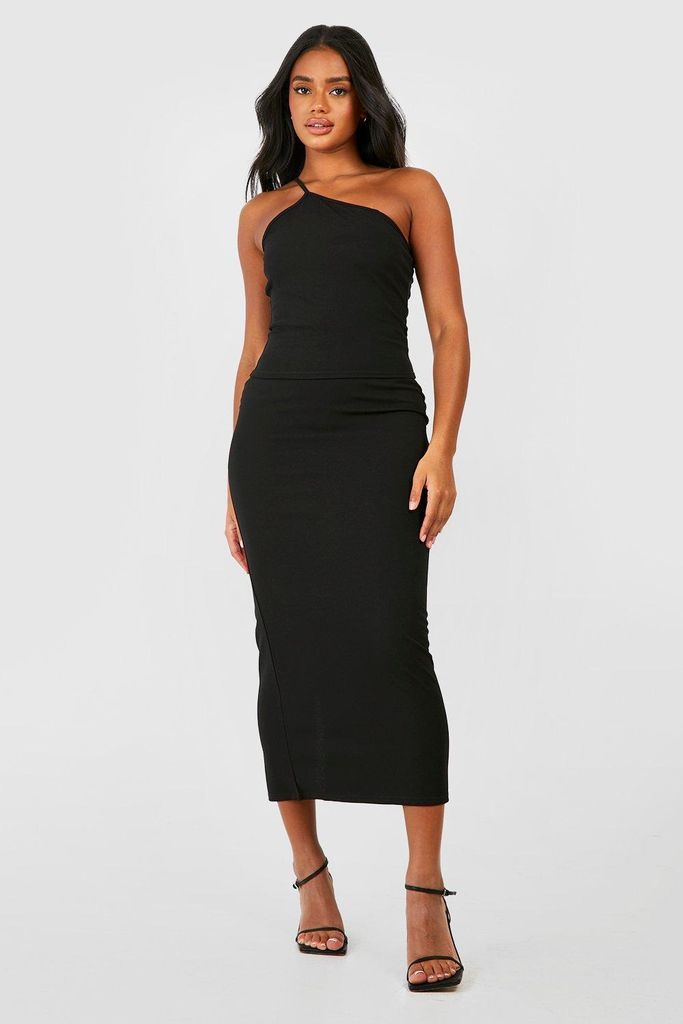 Womens Asymmetric Top & Column Maxi Skirt - Black - 6, Black