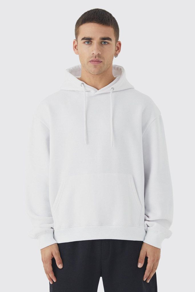 Men's Oversized Boxy Basic Hoodie - White - S, White