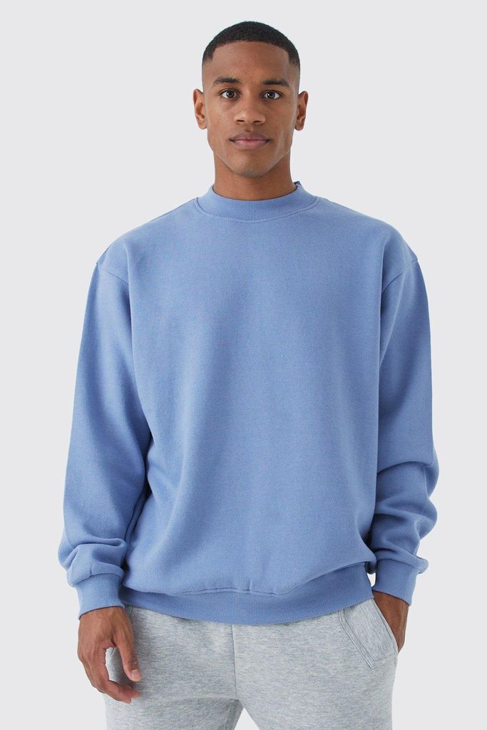 Men's Oversized Extended Neck Sweatshirt - Blue - S, Blue